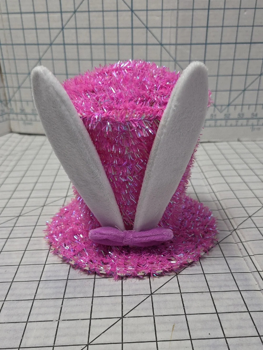 Spring Decor - Easter Bunny Tinsel Hat Table Tree Topper, Pink, NWOT